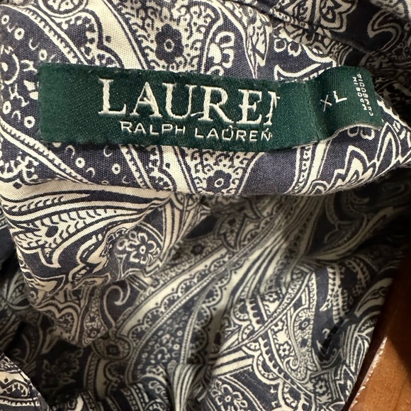 RALPH LAUREN Shirt Men's XL ButtonUp Scribble Blue Paisley 3/4 Sleeve - Picture 5 of 5